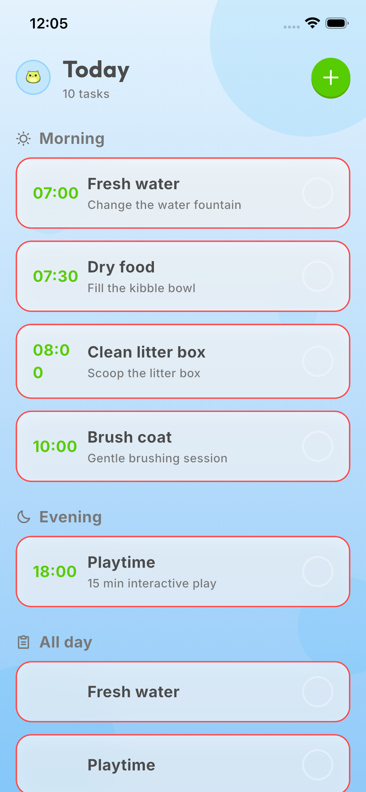Daily Routines — schedule view